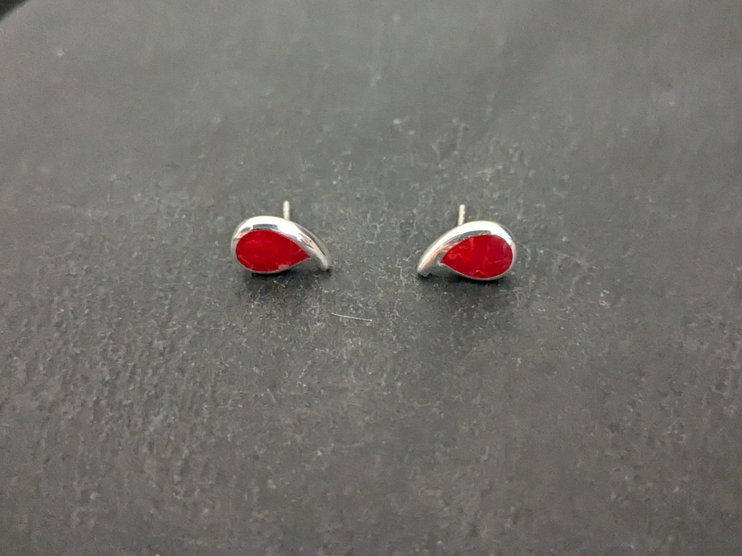 Coral Teardrop Stud Earrings image 0