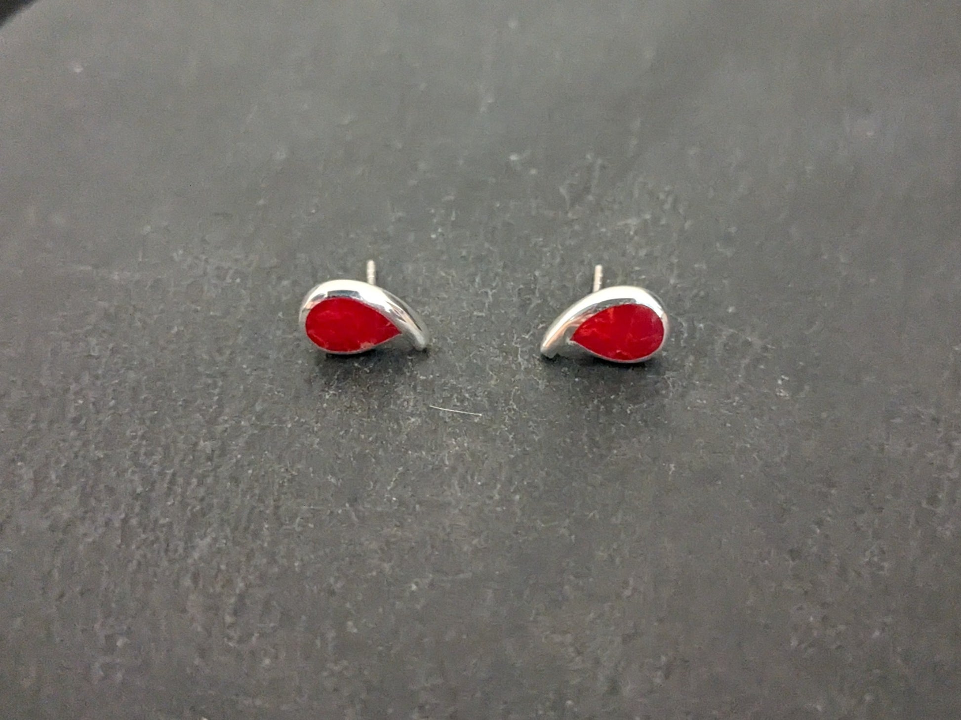 Coral Teardrop Stud Earrings image 0