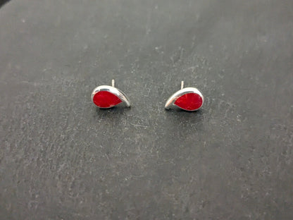 Coral Teardrop Stud Earrings image 0