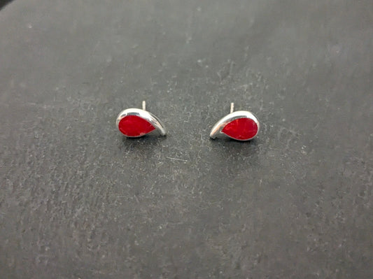 Coral Teardrop Stud Earrings image 0