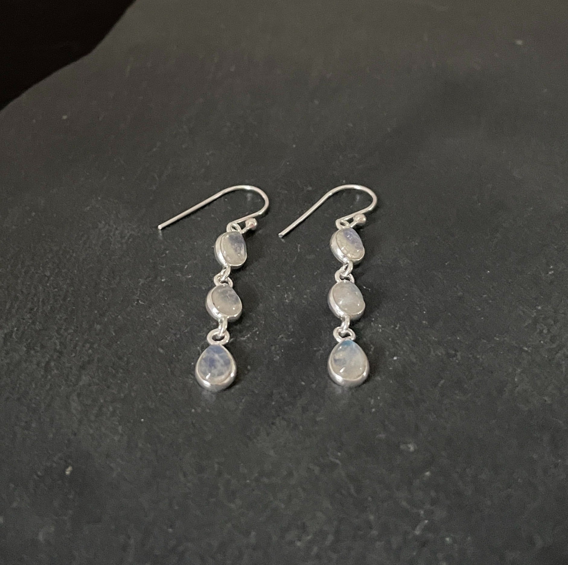Moonstone and Silver Teardrop Earrings image 1