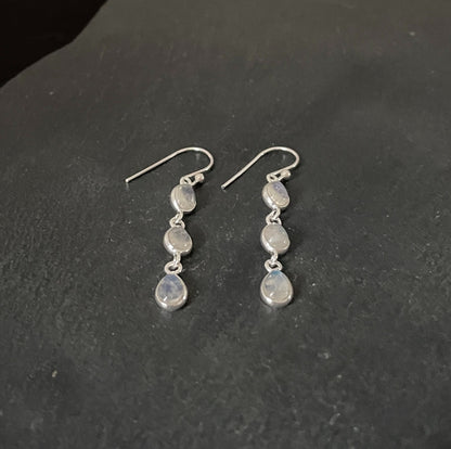 Moonstone and Silver Teardrop Earrings image 1