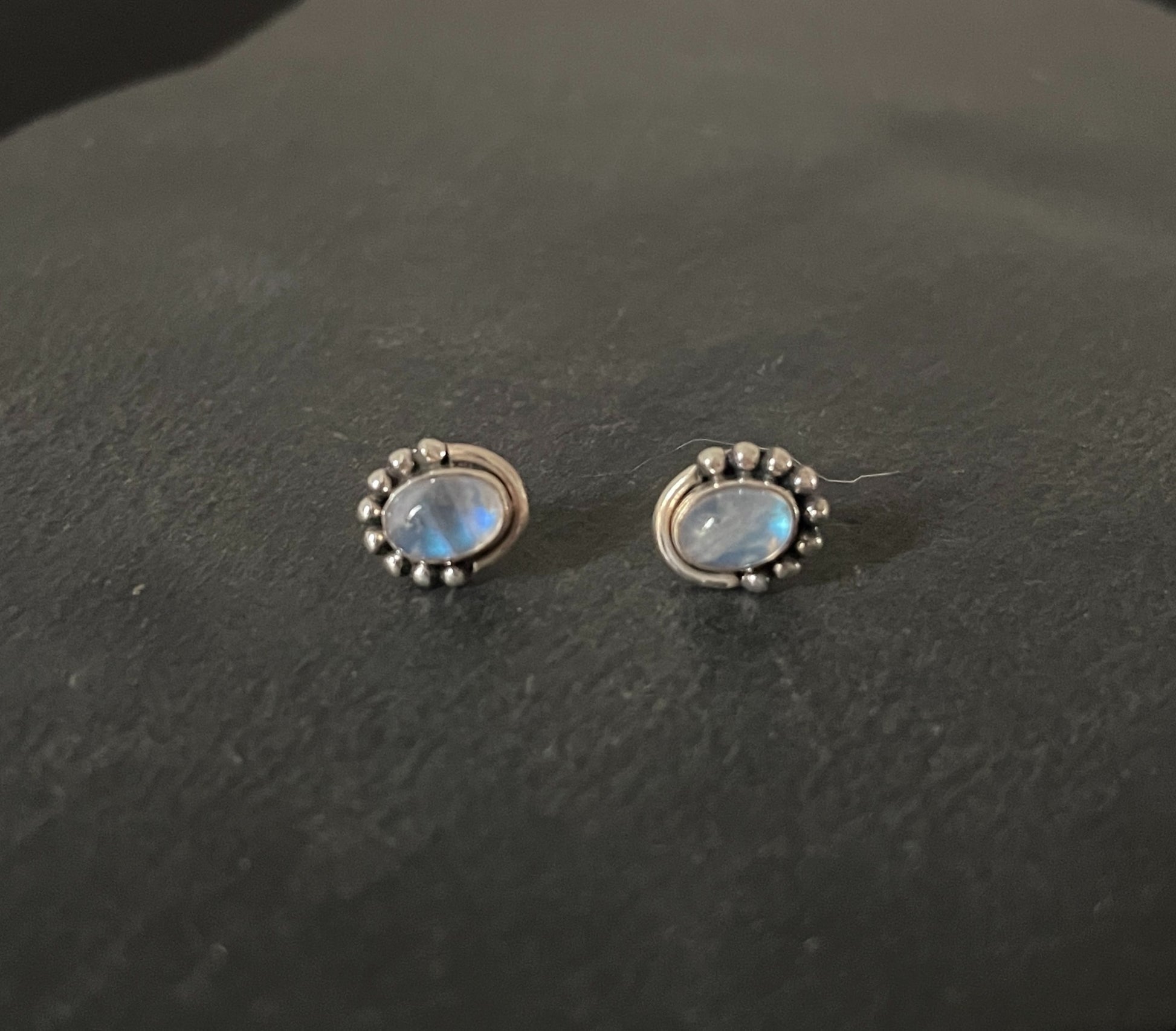 Moonstone and Silver Oval Stud Earrings image 0