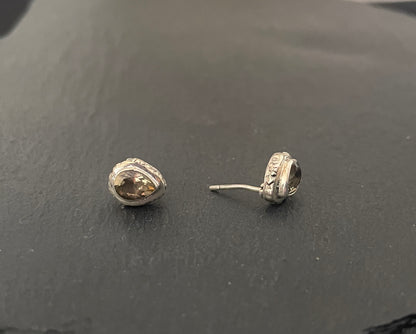 Citrine Teardrop Stud Earrings image 1