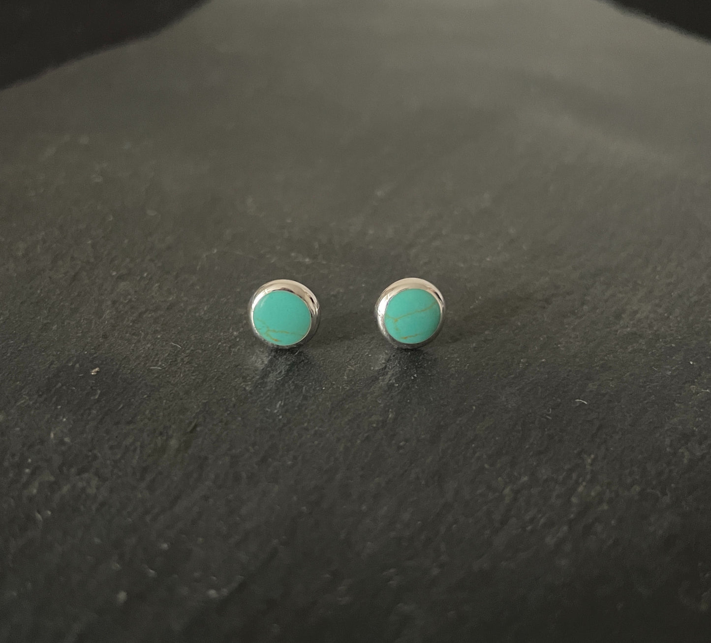 Turquoise and Silver Round Studs image 0