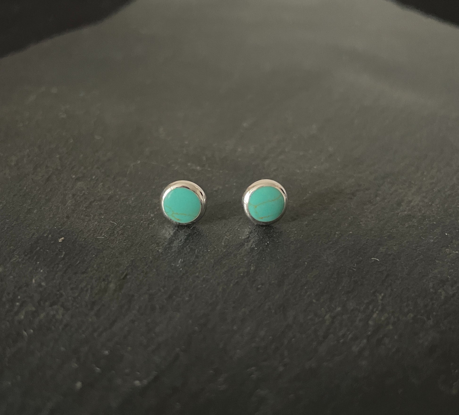 Turquoise and Silver Round Studs image 0