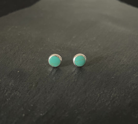 Turquoise and Silver Round Studs image 0