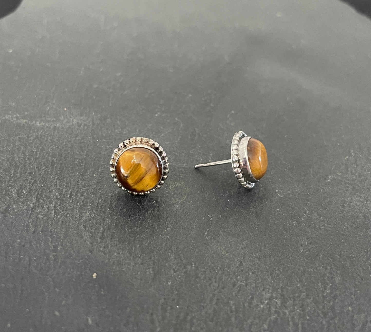 Tiger's Eye Round Studs image 1