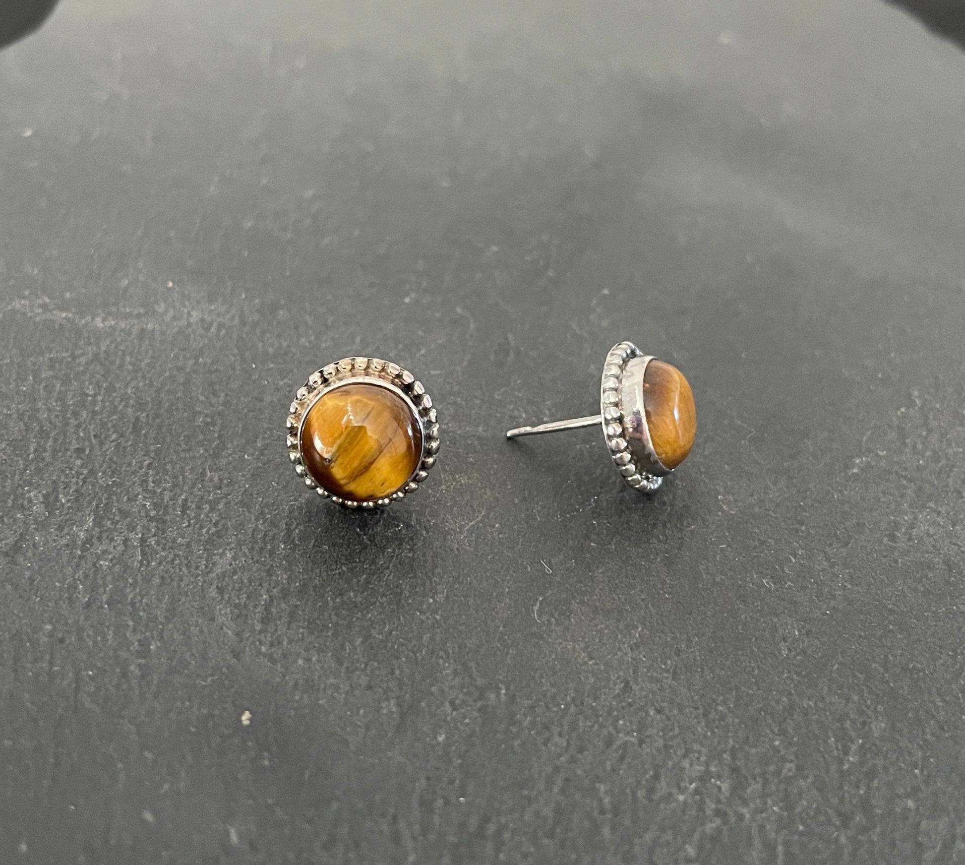 Tiger's Eye Round Studs image 1