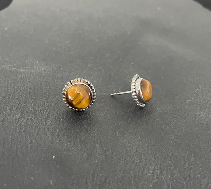 Tiger's Eye Round Studs image 1