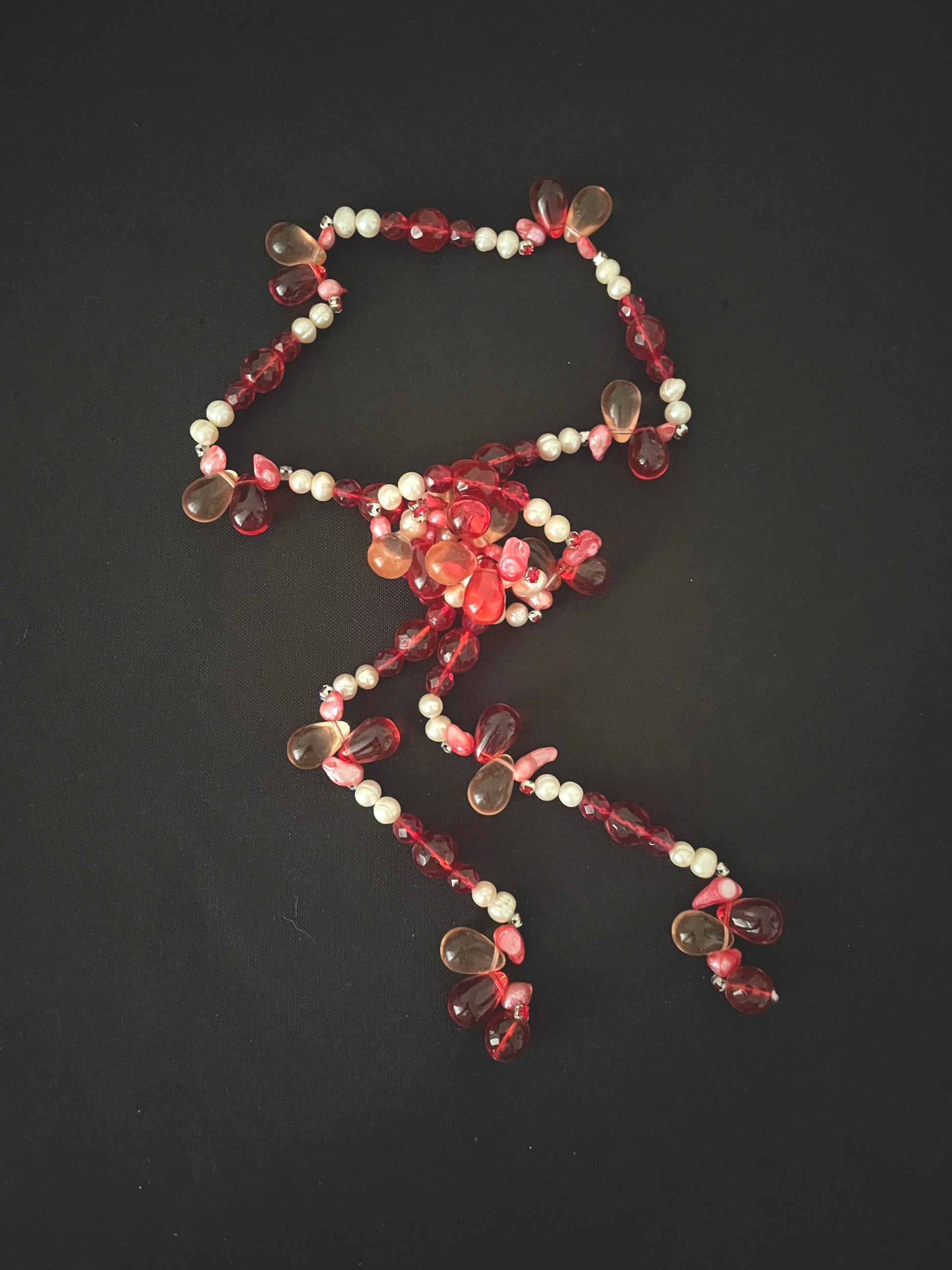 Glass and Pearl Bead Lariat Necklace image 0