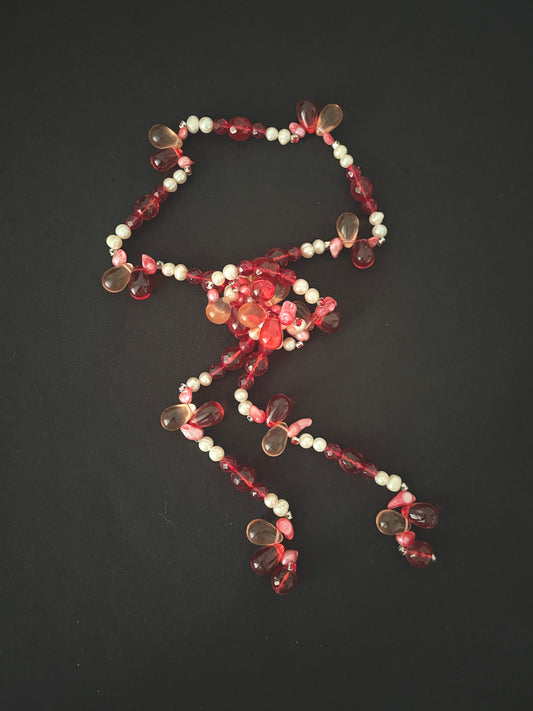 Glass and Pearl Bead Lariat Necklace image 0