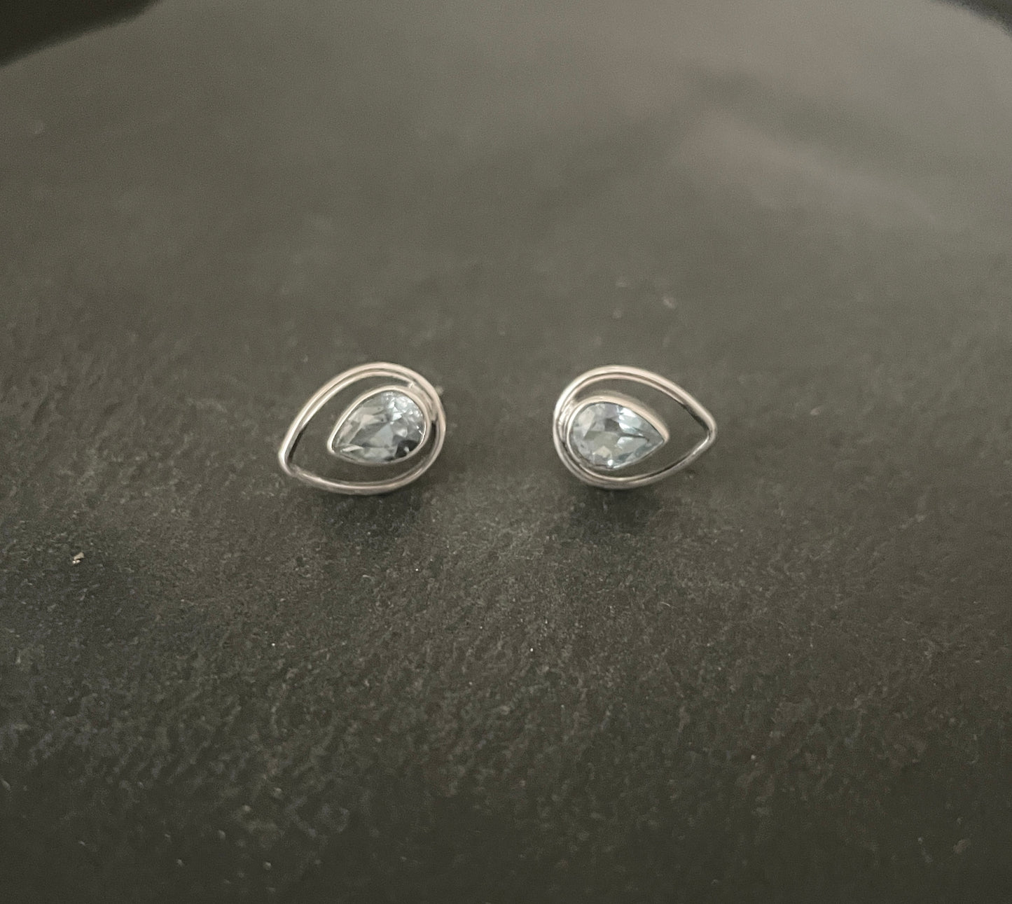 Teardrop Blue Topaz Studs image 0