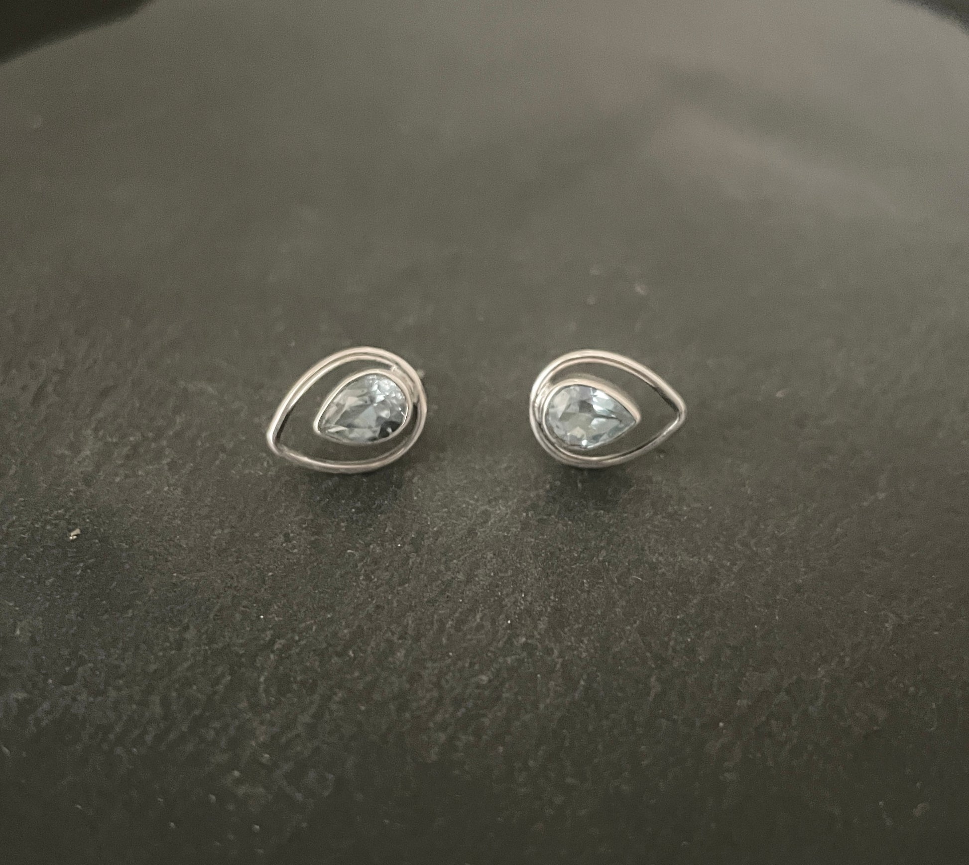 Teardrop Blue Topaz Studs image 0