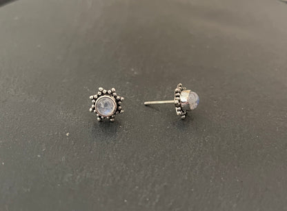 Moonstone and Silver Stud Earrings image 1