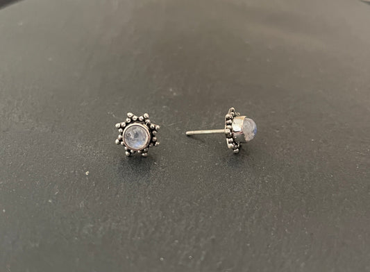 Moonstone and Silver Stud Earrings image 1