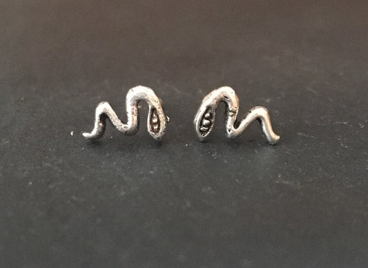 Silver Snake Stud Earrings image 0