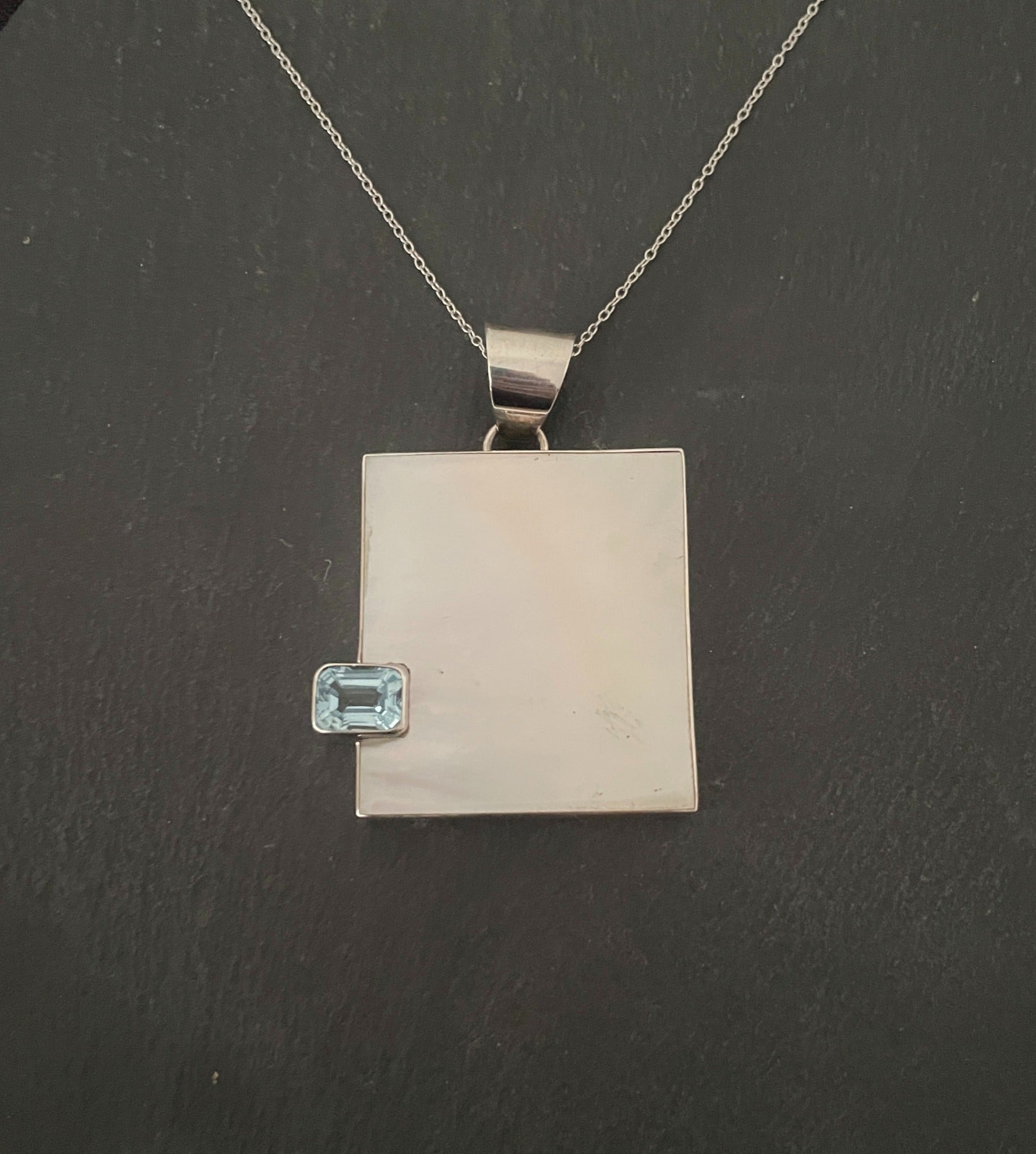 Blue Topaz and Mother of Pearl Pendant image 0