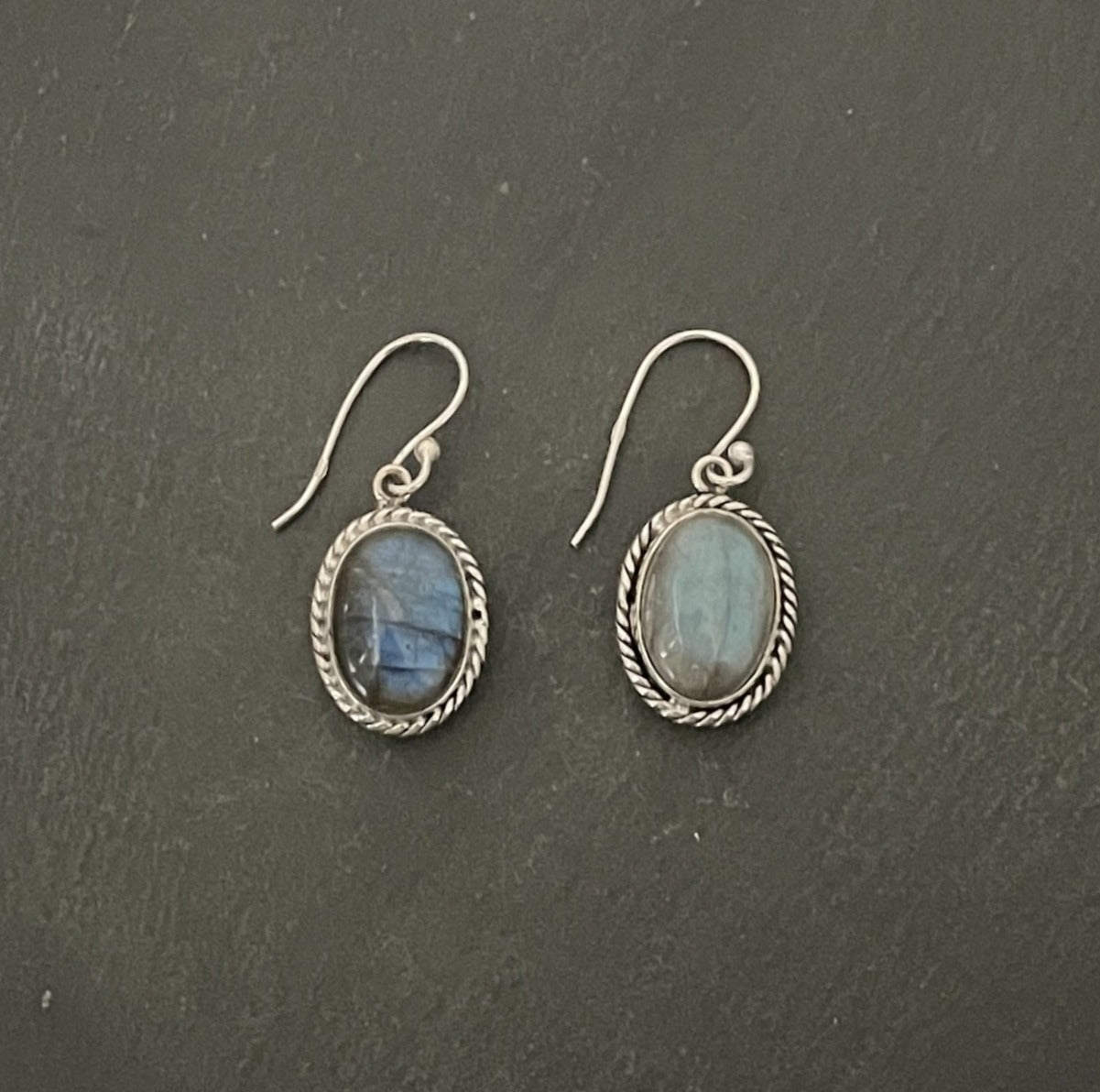 Labradorite and Silver Oval Earrings image 0