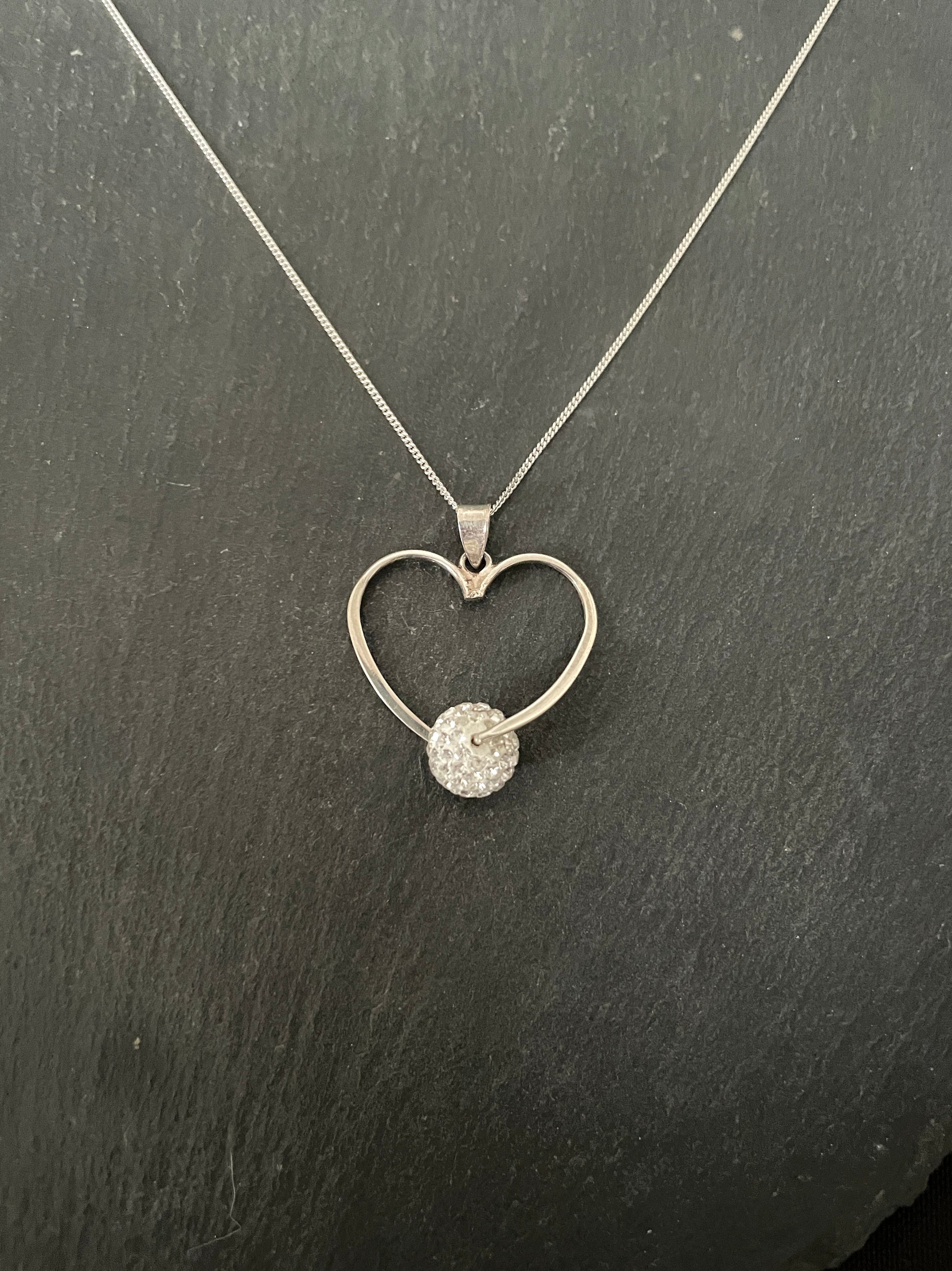 Cubic Zirconia and Silver Heart Pendant image 0