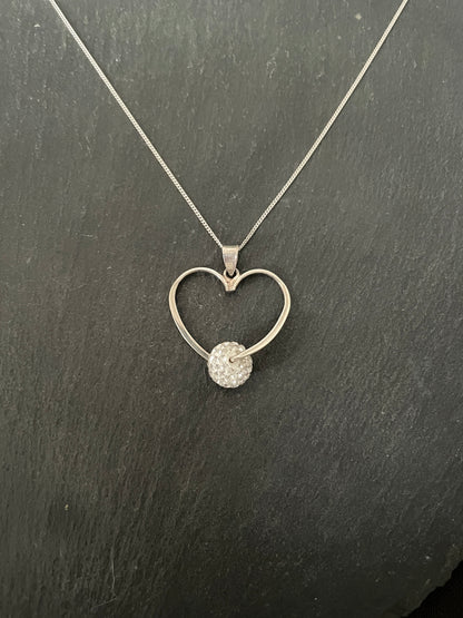 Cubic Zirconia and Silver Heart Pendant image 0