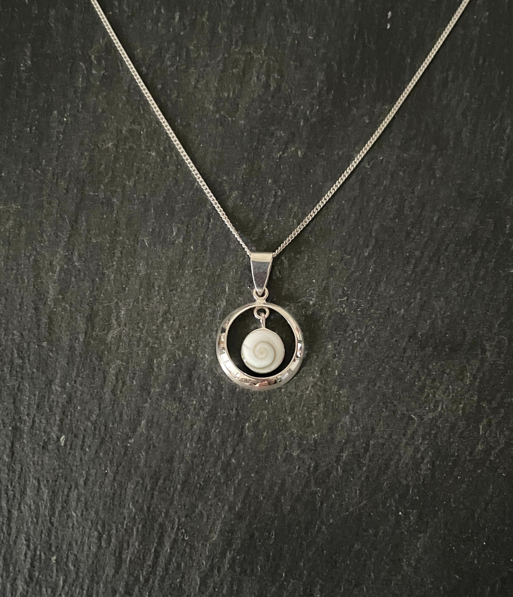 Shiva Shell and Silver Round Pendant image 0