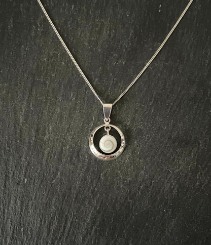 Shiva Shell and Silver Round Pendant image 0