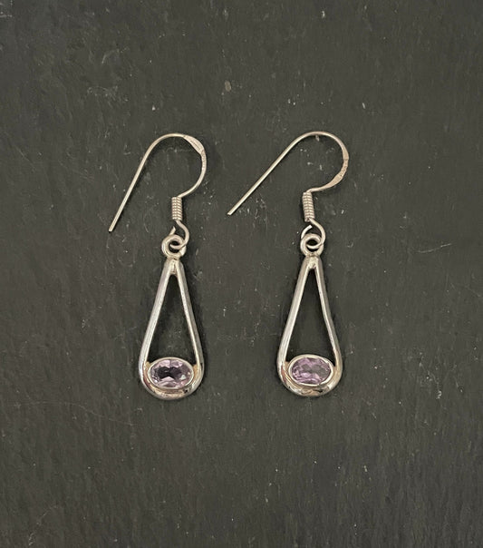 Oval Amethyst Earrings image 0