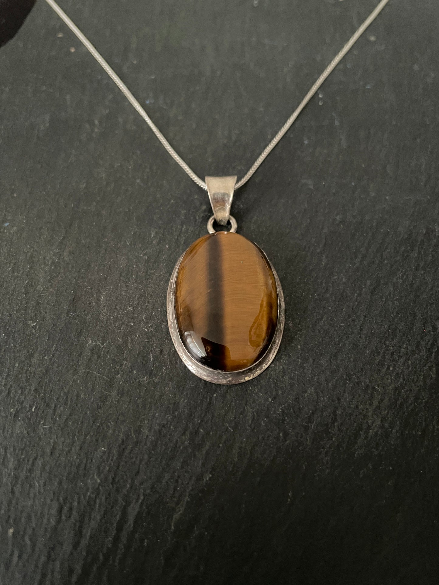 Tiger's Eye and Silver Oval Pendant image 2