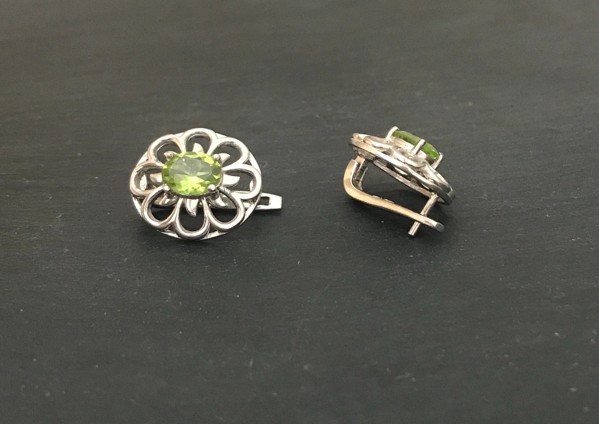 Large Peridot Stud Earrings image 1