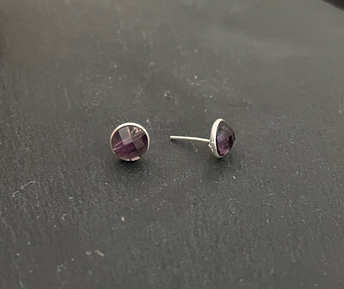 Amethyst Round Stud Earrings image 1