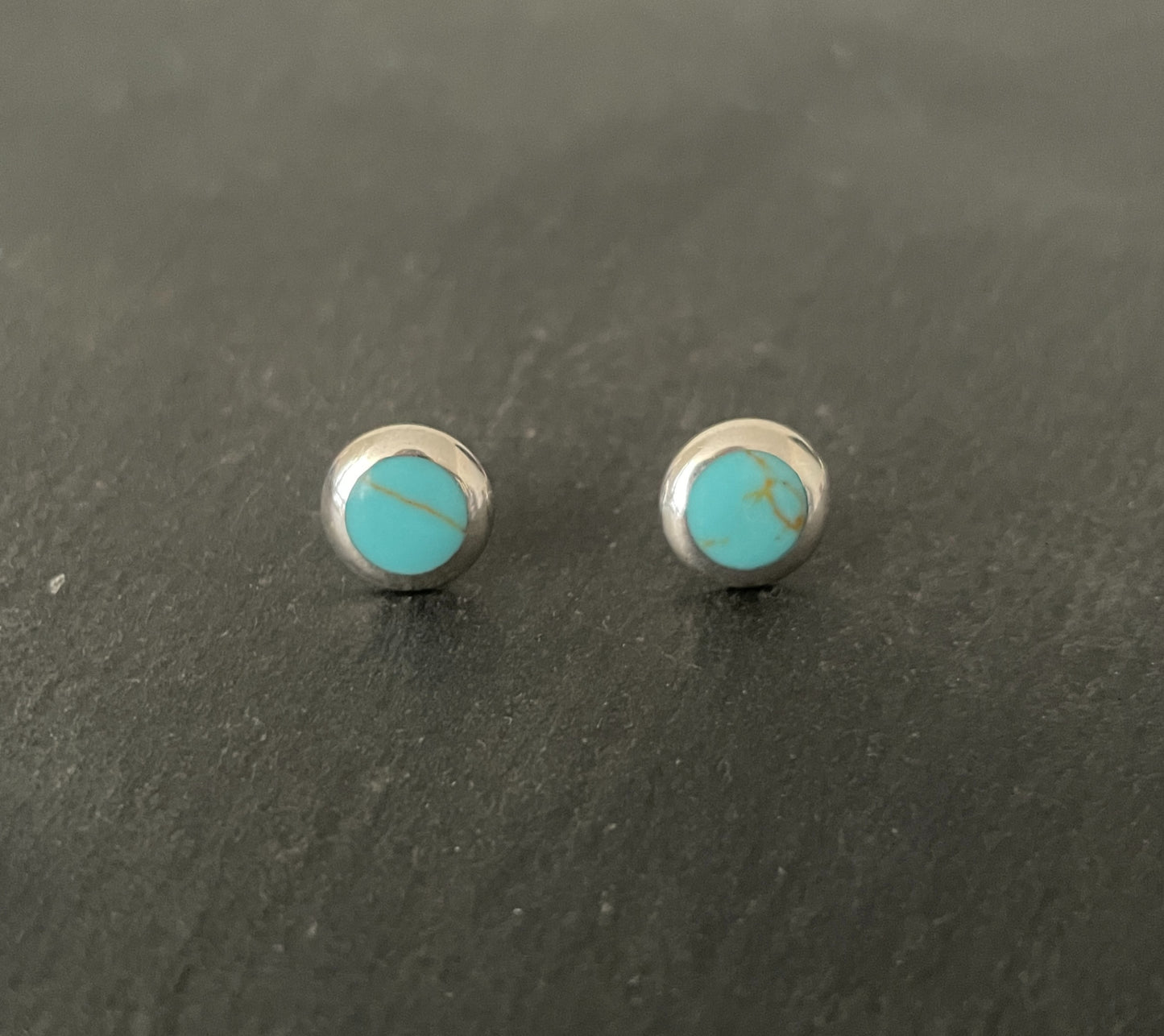 Turquoise and Silver Round Studs image 0