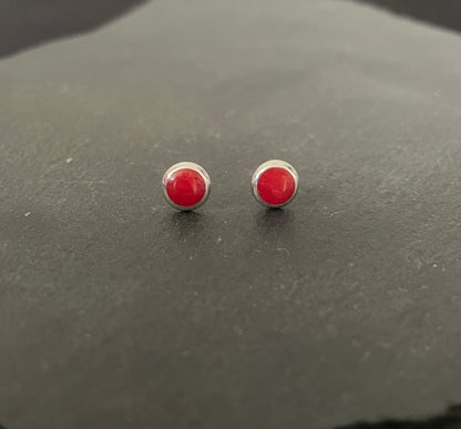 Round Coral Stud Earrings image 0