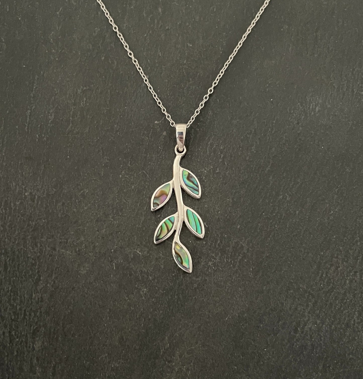 Paua Shell Leaf Pendant image 0