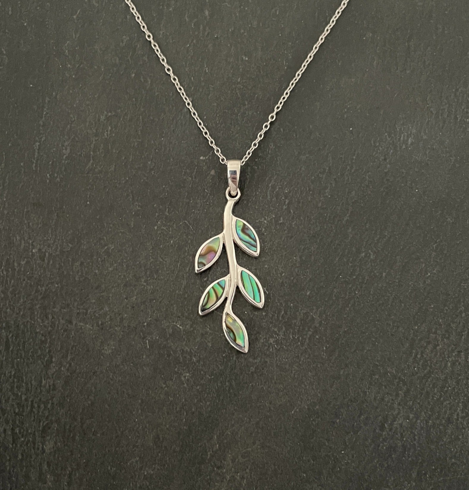 Paua Shell Leaf Pendant image 0