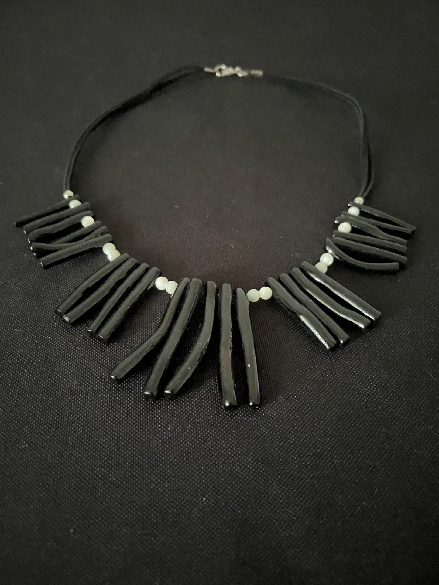 Black Bamboo and Bead Necklace image 5