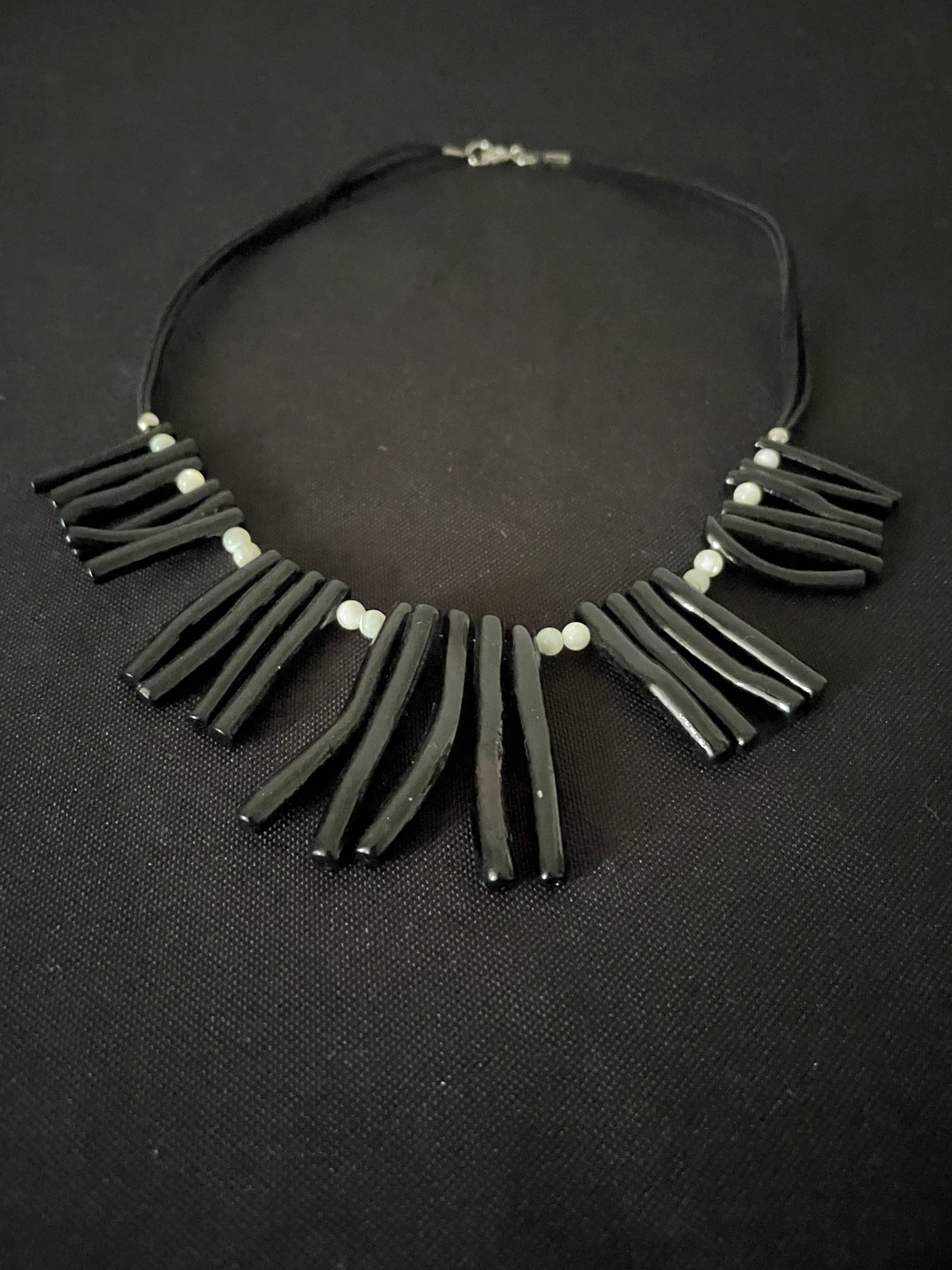 Black Bamboo and Bead Necklace image 5