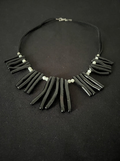 Black Bamboo and Bead Necklace image 5