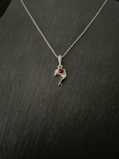 Amber and Silver Dolphin Pendant image 1