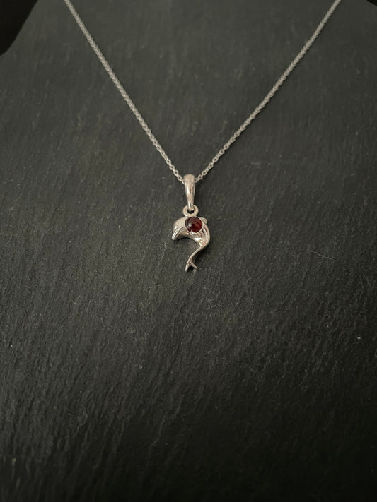 Amber and Silver Dolphin Pendant image 1