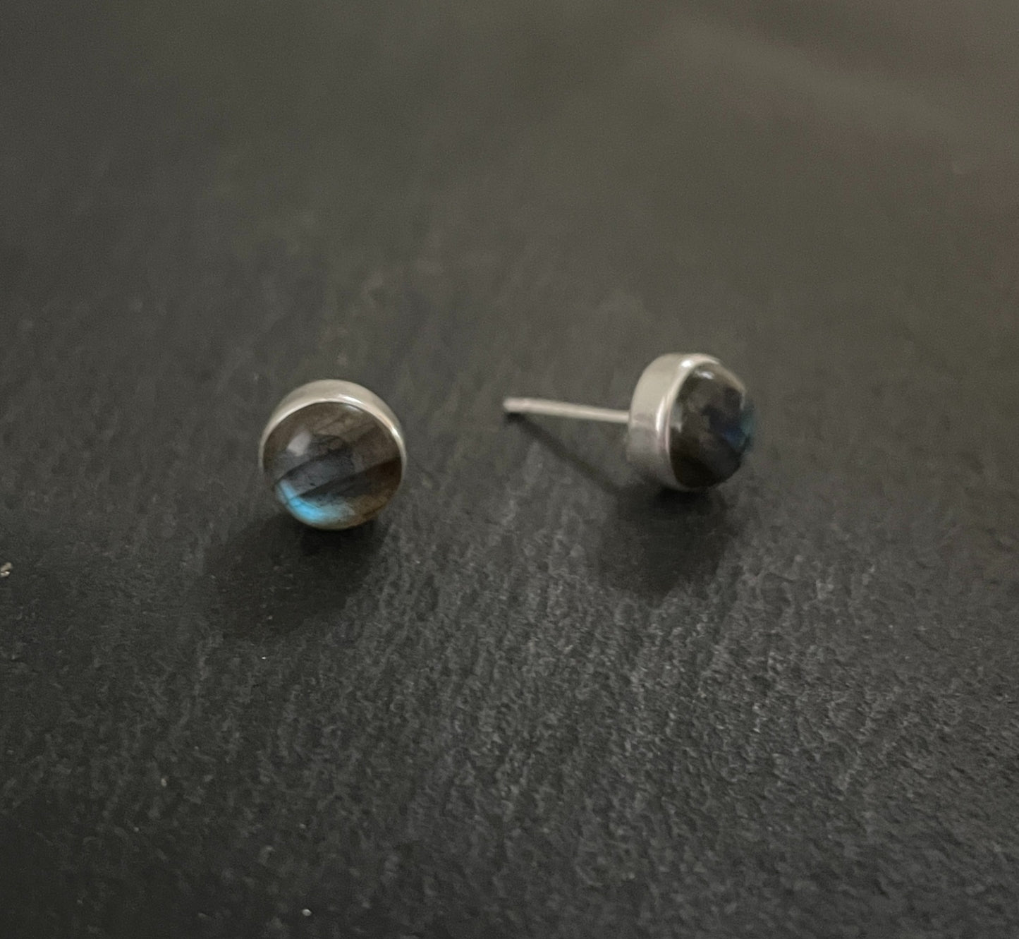 Round Labradorite Stud Earrings image 1