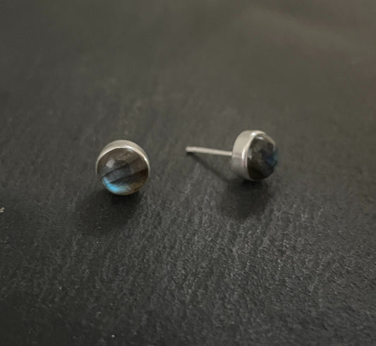 Round Labradorite Stud Earrings image 1