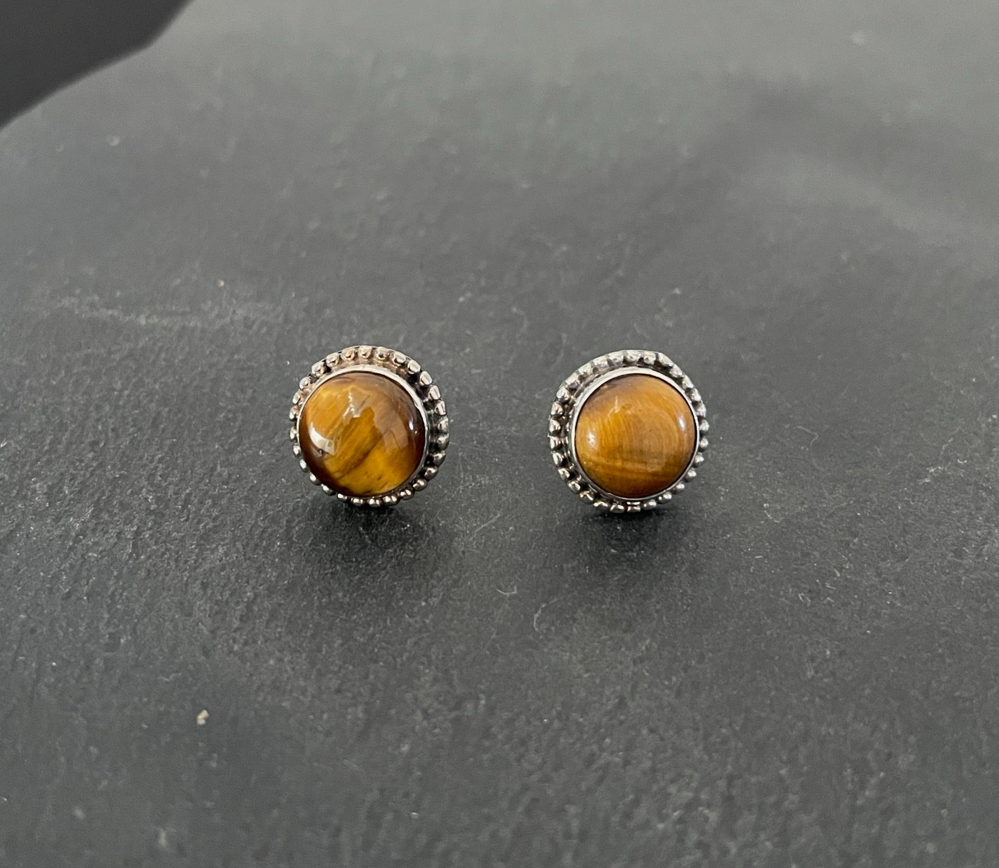 Tiger's Eye Round Studs image 0
