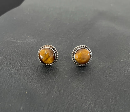 Tiger's Eye Round Studs image 0