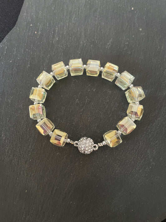 Yellow Square Coloured Bead Bracelet image 1