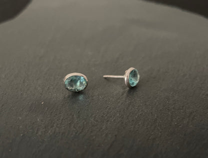 Oval Blue Topaz Studs image 1