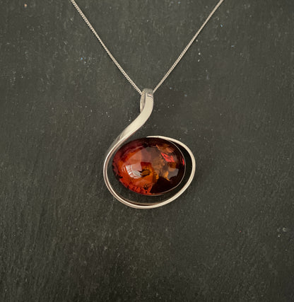 Oval Amber and Silver Pendant image 2