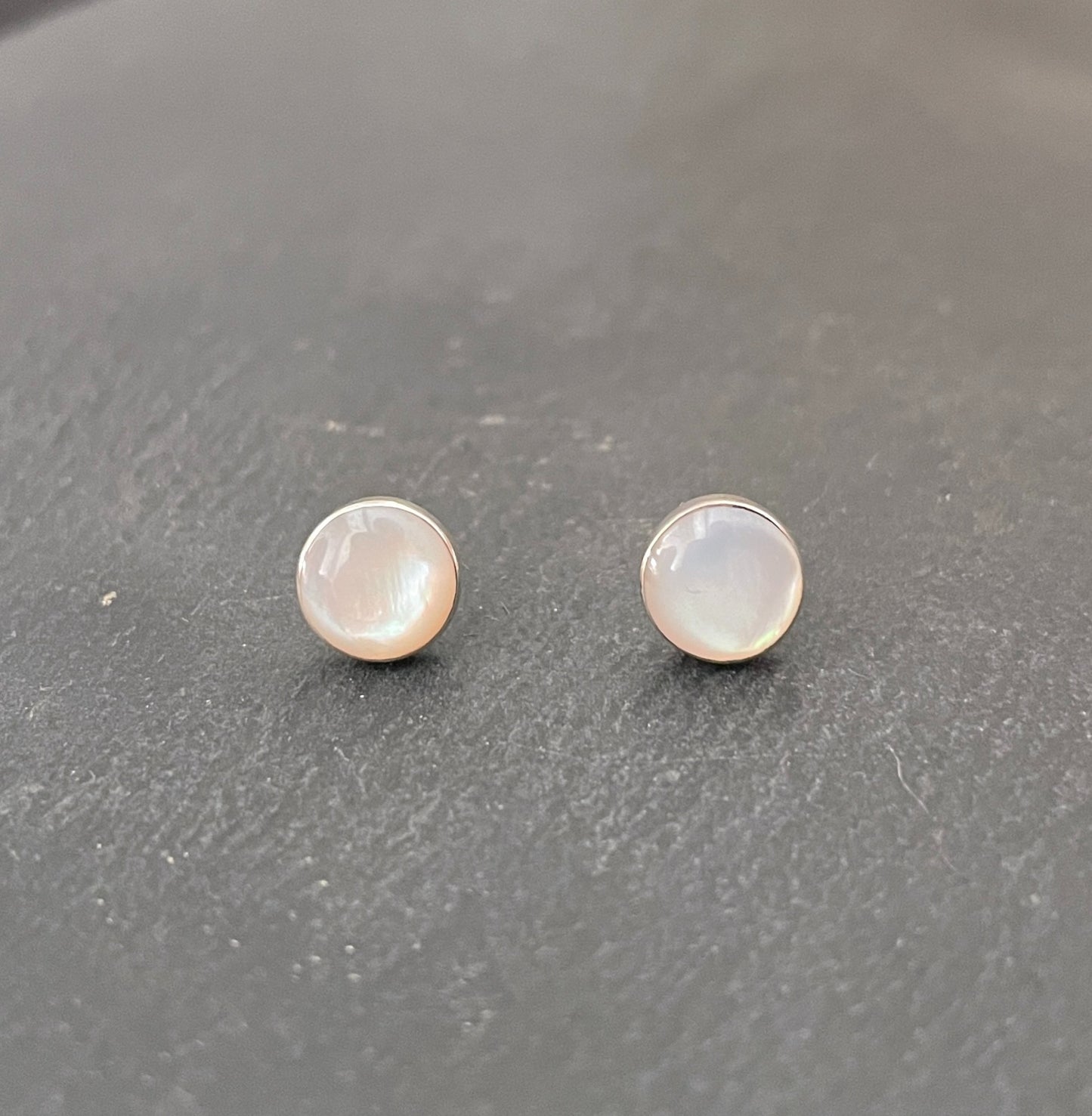 Mother of Pearl Round Stud Earrings image 0