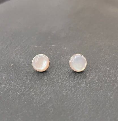 Mother of Pearl Round Stud Earrings image 0