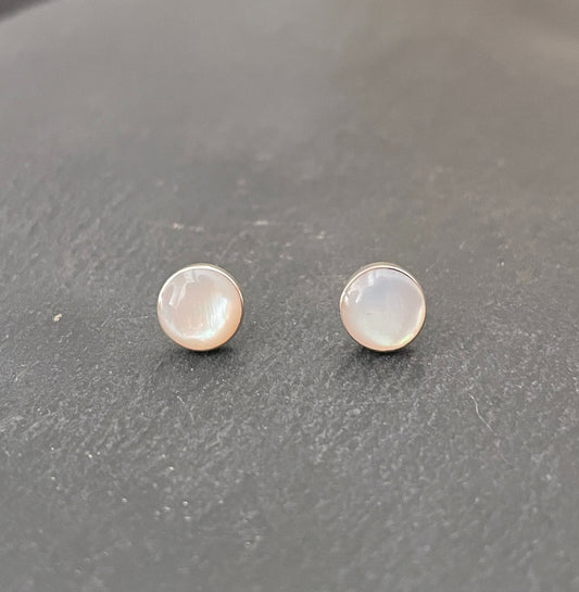 Mother of Pearl Round Stud Earrings image 0